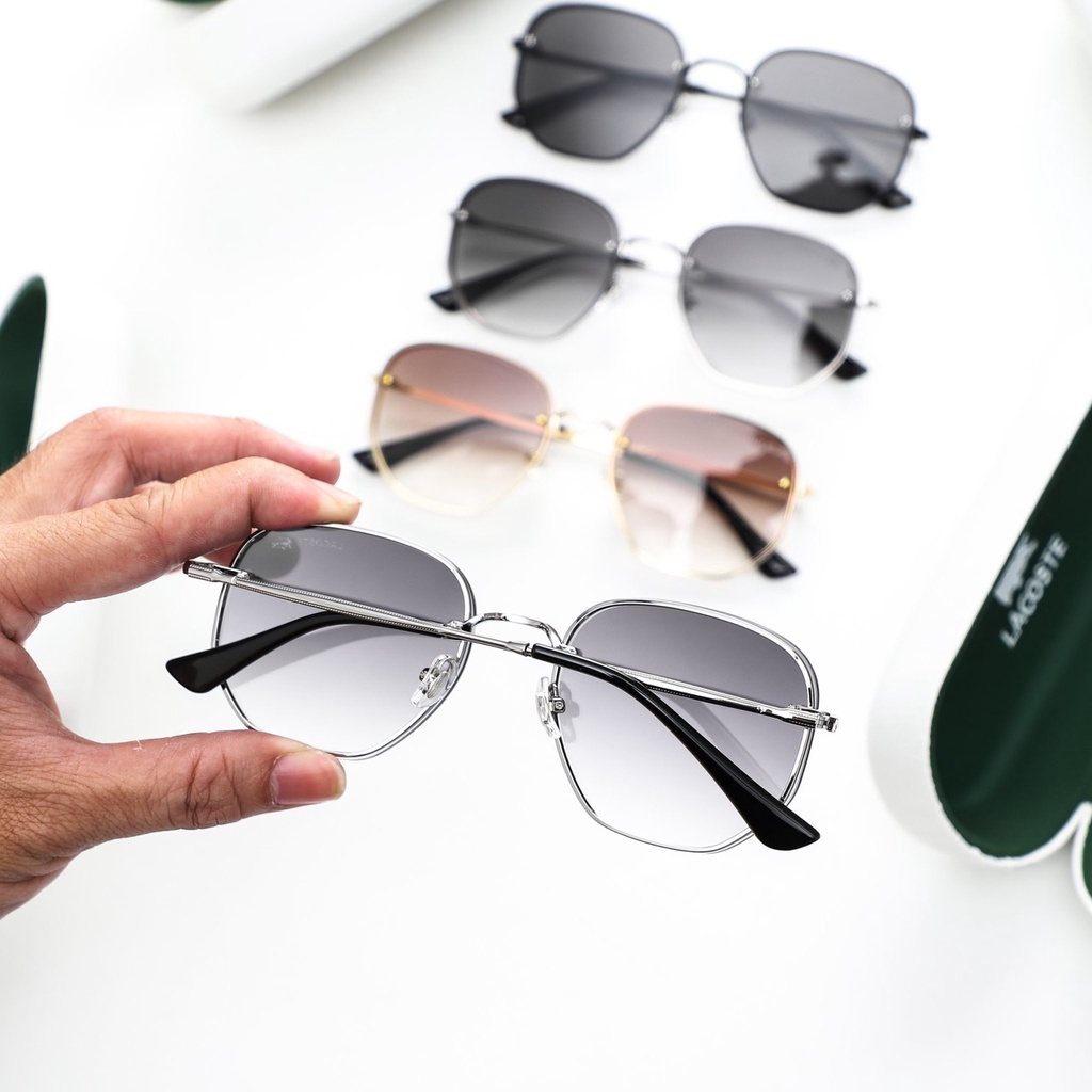 Mắt kính mát Nam, Nữ Thủy Tinh LACOSTE OMBRE Gọng Titan 4 màu thời trang Cao Cấp Sang Trọng Hàng Xịn