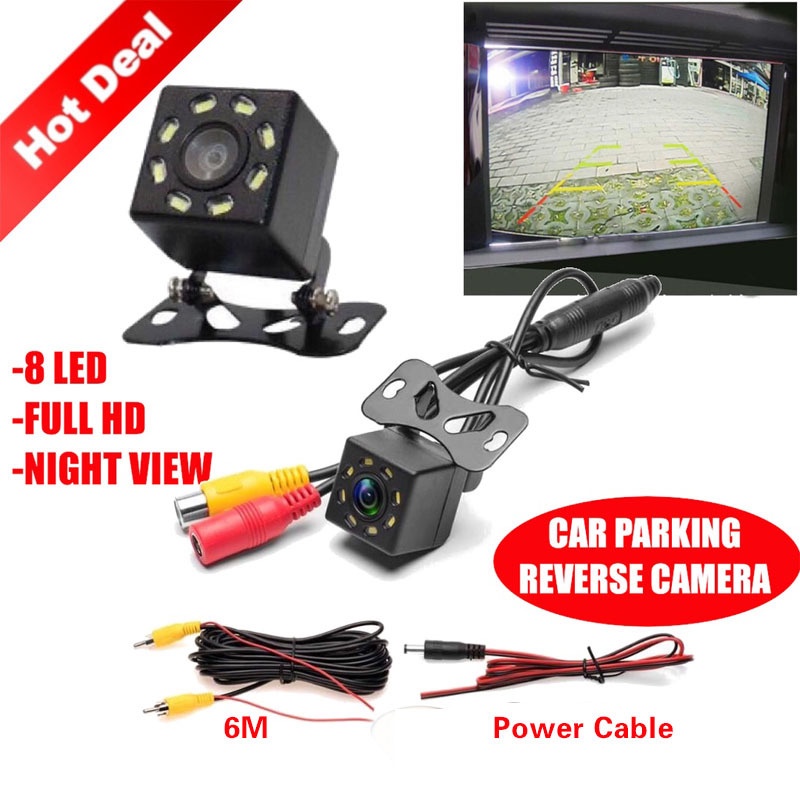 Camera Lùi Xe Tích Hợp 8 Đèn Led Hỗ Trợ Quay Ban Đêm Cho Xe Hơi
