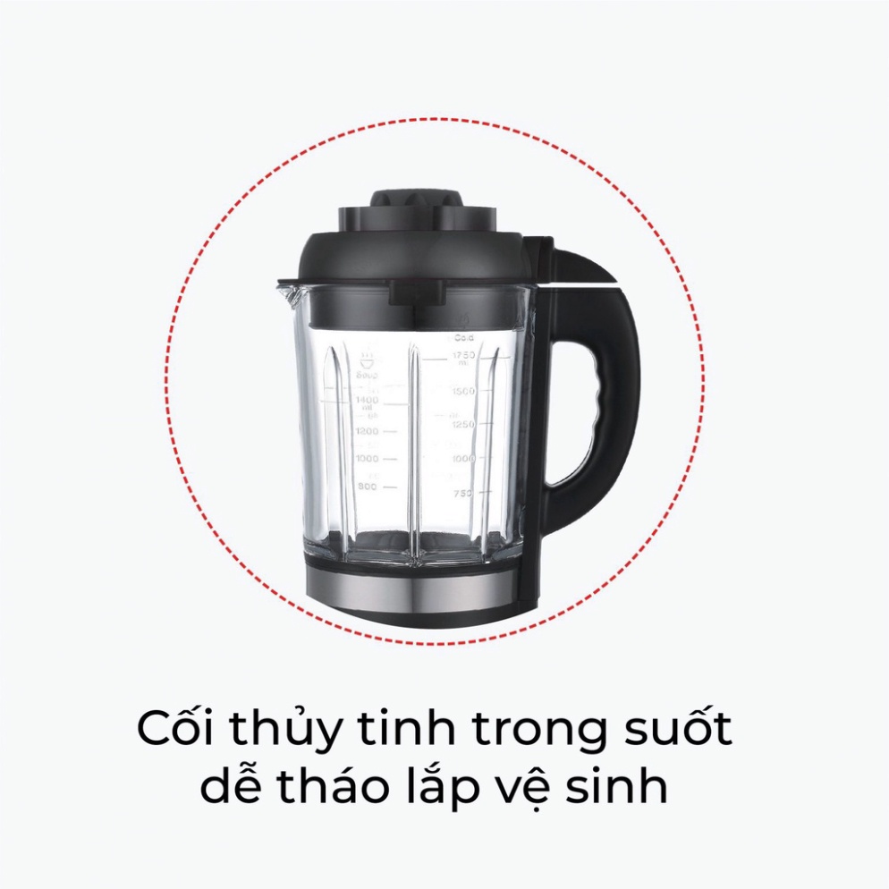 Máy làm sữa hạt Rapido RHB1800D dung tích 1.75L, công suất 1000W - CHÍNH HÃNG - Bảo hành 12 tháng