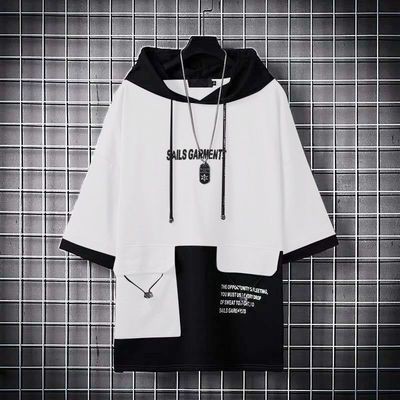 Áo Hoodie Ngắn Tay Form Rộng Phong Cách Hàn Quốc Dành Cho Nam