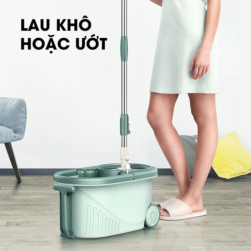 Bộ Cây Lau Nhà Cao Cấp Xoay 360 Độ SAMONO SCM003 2 Ngăn Chứa - Lau Khô Lau Ướt Thông Minh - Hàng Chính Hãng