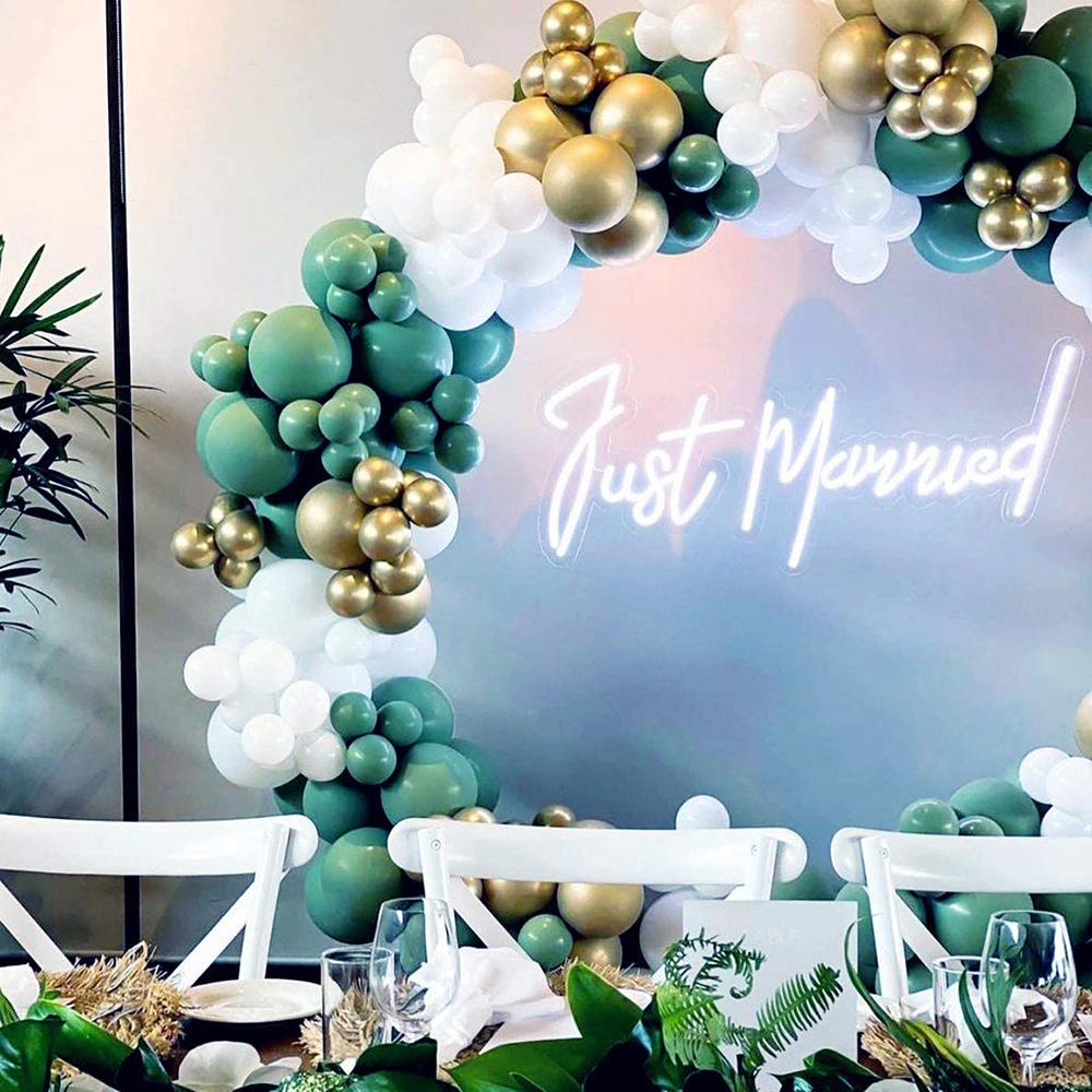 Set 137 Bong Bóng Cao Su Màu Trắng / Bạc Trang Trí Tiệc