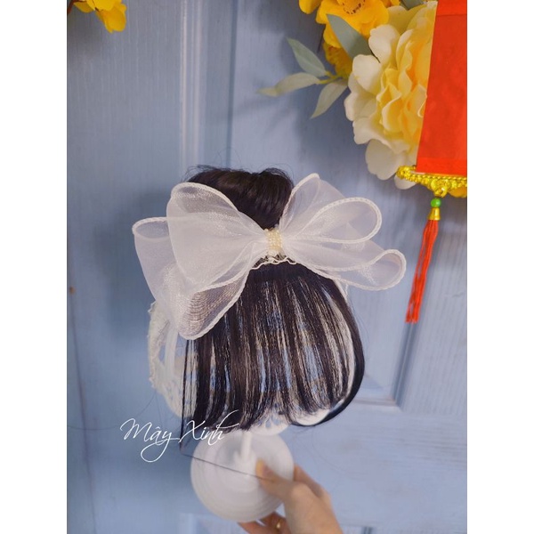 Băng đô tóc giả nơ bèo xinh cho bé