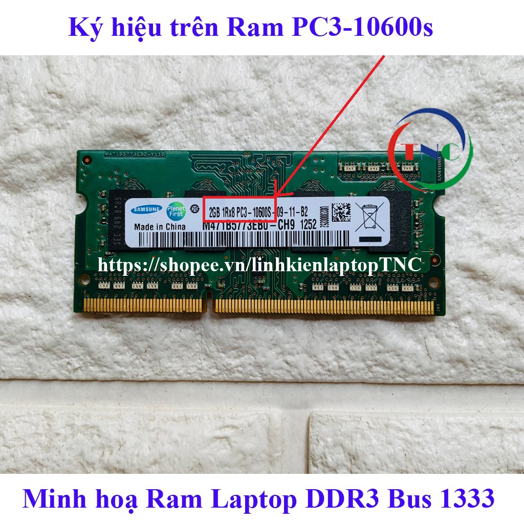 RAM Laptop 2Gb PC3-10600s (DDR3 2Gb Bus 1333 MHz) hàng bóc máy