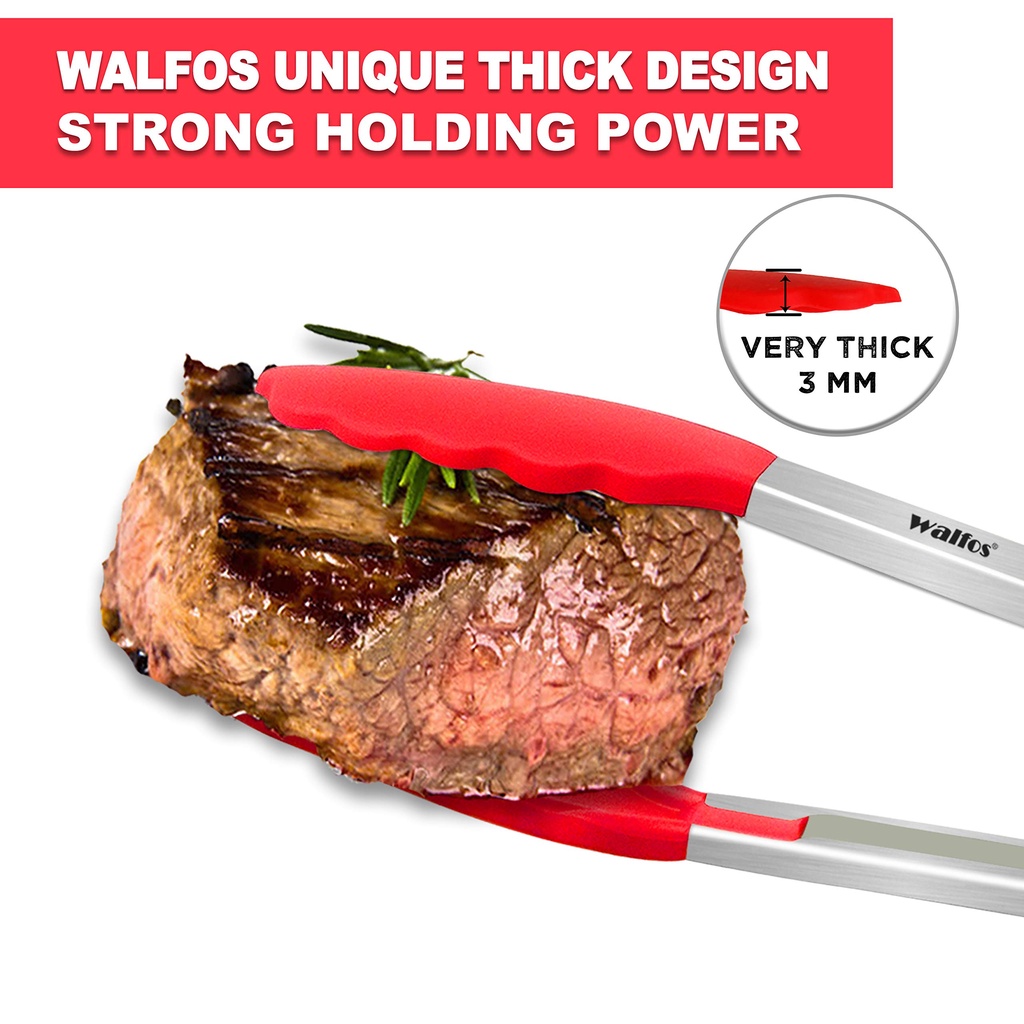 Kẹp Gắp Thức Ăn Walfos Làm Bằng Thép Không Gỉ Đầu Silicone