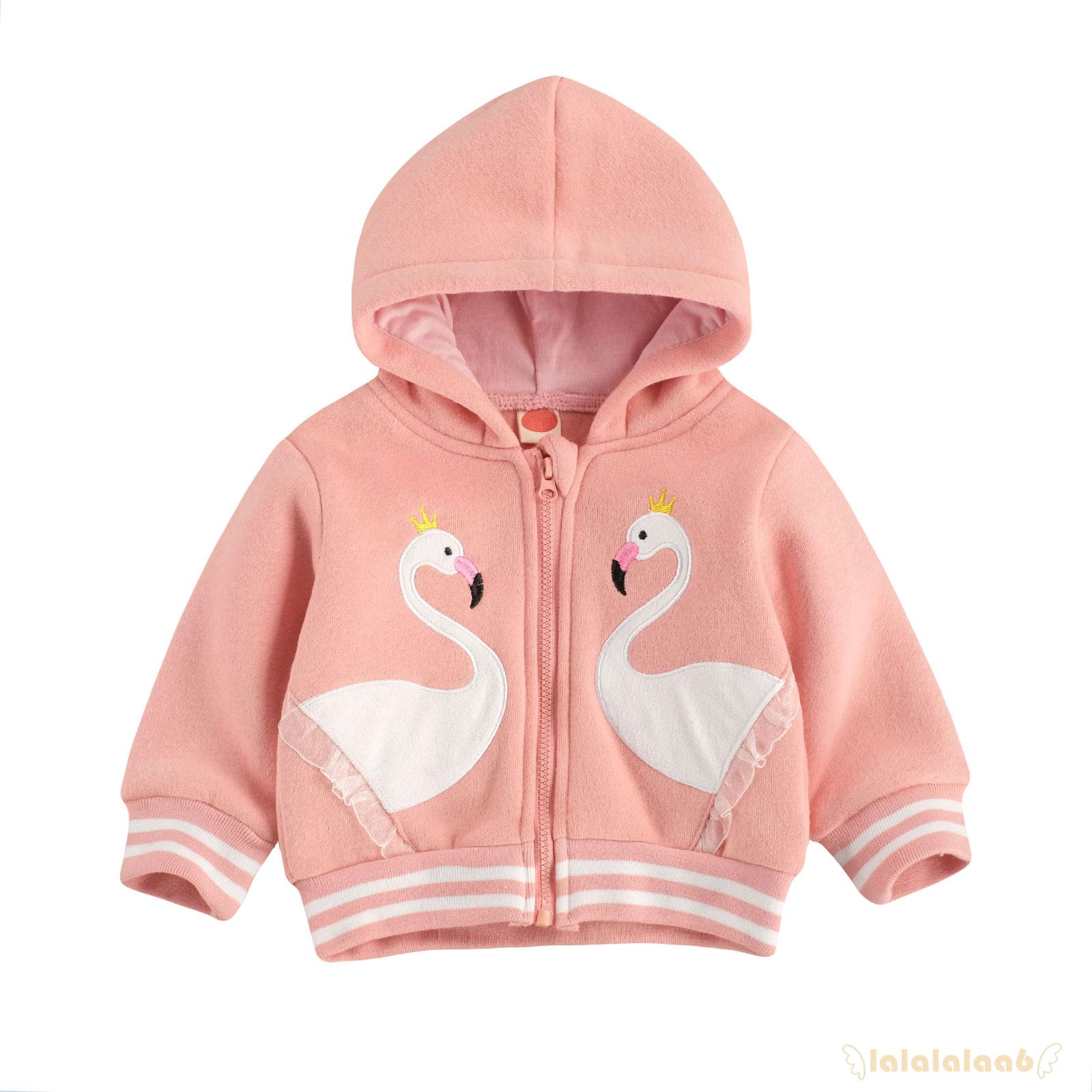 Áo Hoodie Tay Dài Màu Trơn In Hình Thiên Nga Cho Bé Gái 6 Tuổi