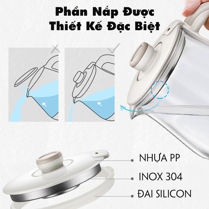 Ấm đun nước pha trà Có Bảng Điều Khiển Dung Tích 800ml Silicon Ấm Siêu Tốc Có Chức Năng Hẹn Giờ