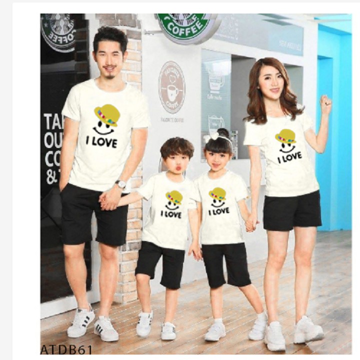 ÁO THUN ĐI BIỂN IN CHỮ I LOVE HỌA TIẾT MẶT CƯỜI ĐỦ MÀU ĐỦ SIZE - ATDB61