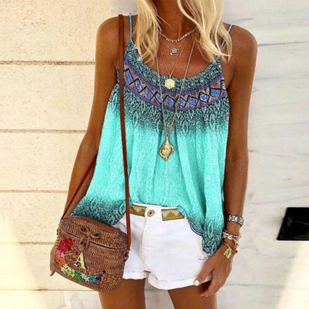 Áo Kiểu Nữ Cộc Tay In Hoa Thời Trang Boho