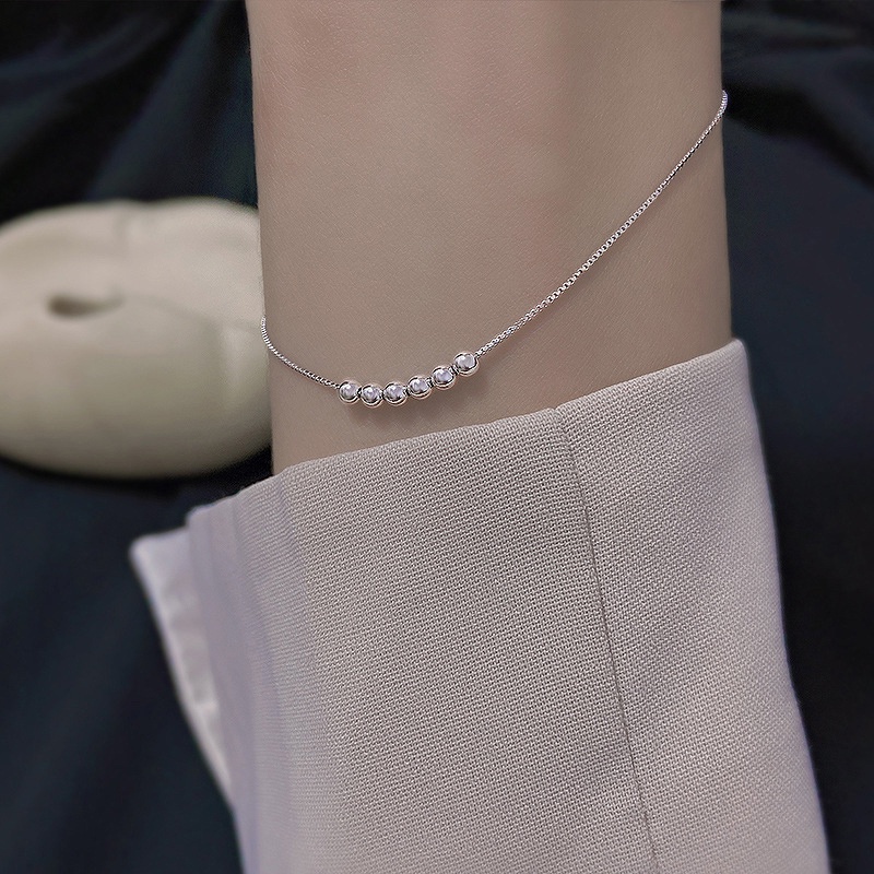 Vòng Tay Bạc S925 Đính Hạt Nhỏ Đơn Giản Thời Trang Hàn Quốc Dành Cho Nữ