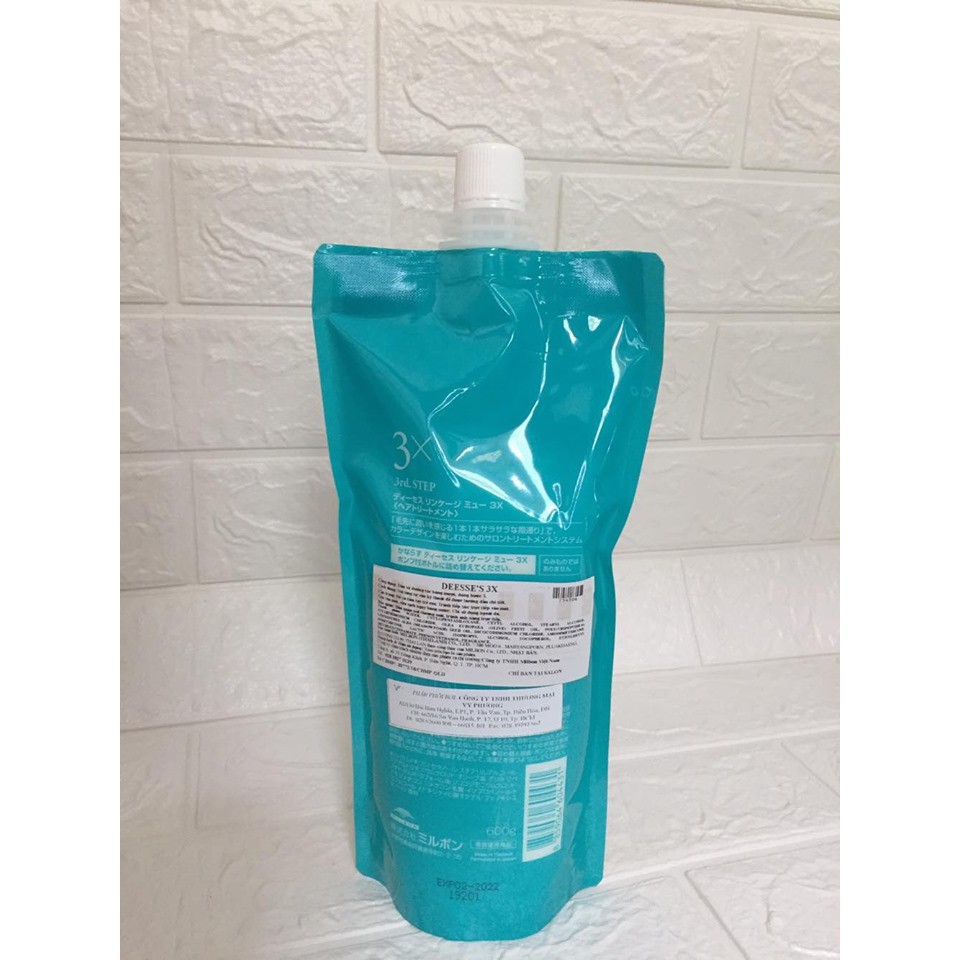 (chính hãng) Phục Hồi Tóc Hư Tổn Bước 3X MILBON DEESSE'S 3X 600ml