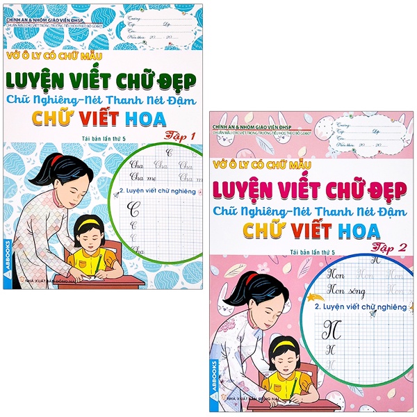 Vở Ô Ly Có Chữ Mẫu Luyện Viết Chữ Đẹp - Chữ Nghiêng, Chữ Viết Hoa - Combo 2 Tập