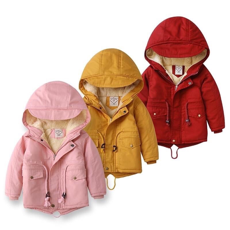 Áo khoác áo parka lót lông cừu Quảng Châu cho bé 12-24kg-21A002