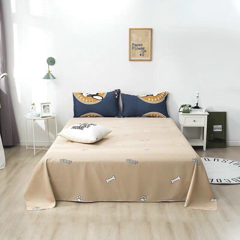 Bộ chăn ga gối Poly Cotton Chó cheefbul 4 món - Miễn phí bo chun mọi kích thước
