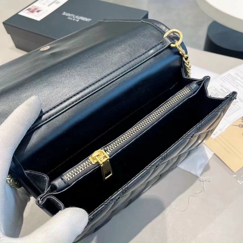 Túi Y ét  trần trám bản 2 ngăn size 20 dây da pha xích box châunr hàng QC đẹp#20556