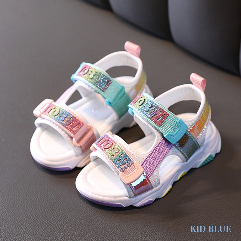Giày Sandal Đế Mềm In Chữ Nhiều Màu Sắc Thoải Mái Thời Trang Mùa Hè Phong Cách Hàn Quốc Cho Bé Gái