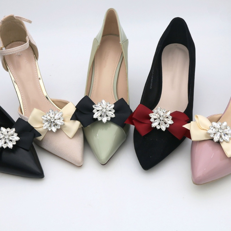 Set 2 Dây Cột Giày Cao Gót Đế Bằng Đính Hoa Cho Nữ Giá Đỡ