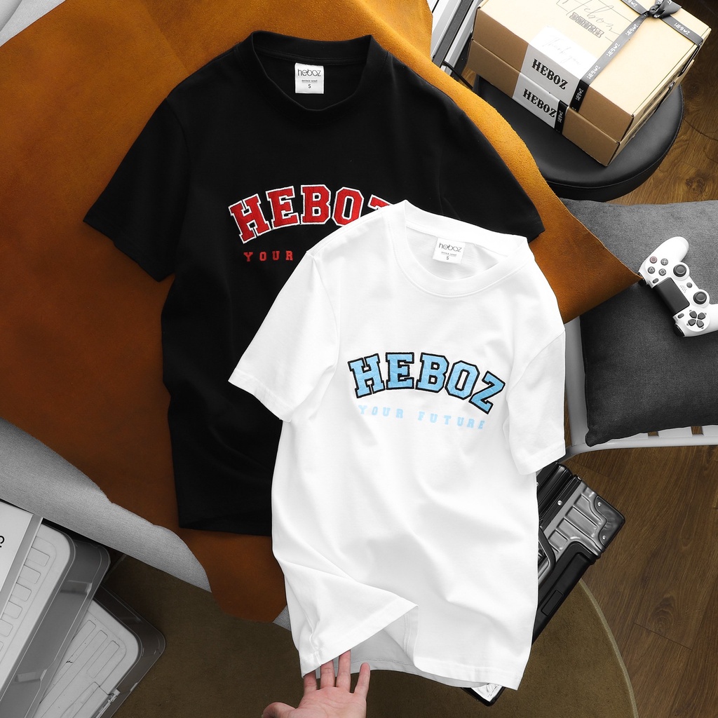 Áo thun nam HEBOZ YF 2 màu, form slimfit chất cotton 2 chiều cao cấp có thêu chữ mặt trước - 00001106