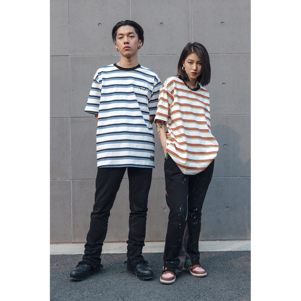 Áo thun nam nữ unisex đẹp form rộng kiểu họa tiết kẻ sọc, áo phông nam nữ RevoltClothes T519