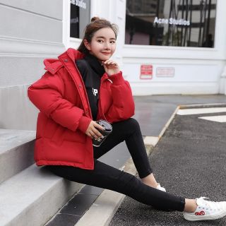 Áo phao ngắn có mũ kèm ảnh thật