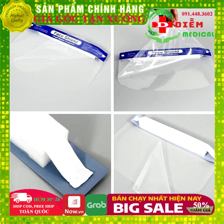 Kính Chống Giọt Bắn Face Shield, Kính Bảo Hộ, Mặt Nạ Mũ Tấm Chắn Chống Dịch Xốp PET Trong Suốt Chính Hãng An Toàn