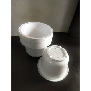 Bộ 10 cái chậu nhựa đường kính 26cm, cao 17cm màu trắng