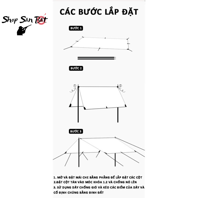 Tấm tăng lều tank bạt che nắng chống mưa, bạt lót cắm trại du lịch dã ngoại dày rộng, màu săc mát mẻ - DCP20