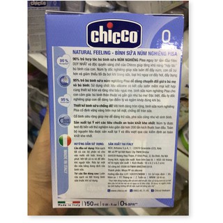 [Chính hãng- Made in Italy] Bình sữa núm nghiêng Pisa Natural Feeling Chicco