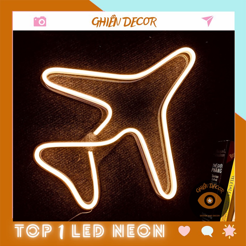 Đèn led Neon trang trí hình Máy Bay | Đèn neon trang trí phòng ngủ, treo tường