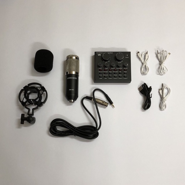 BỘ KARAOKE LIVESTREAM MIC BM900 soudcard v8 auttotune sale giá rẻ