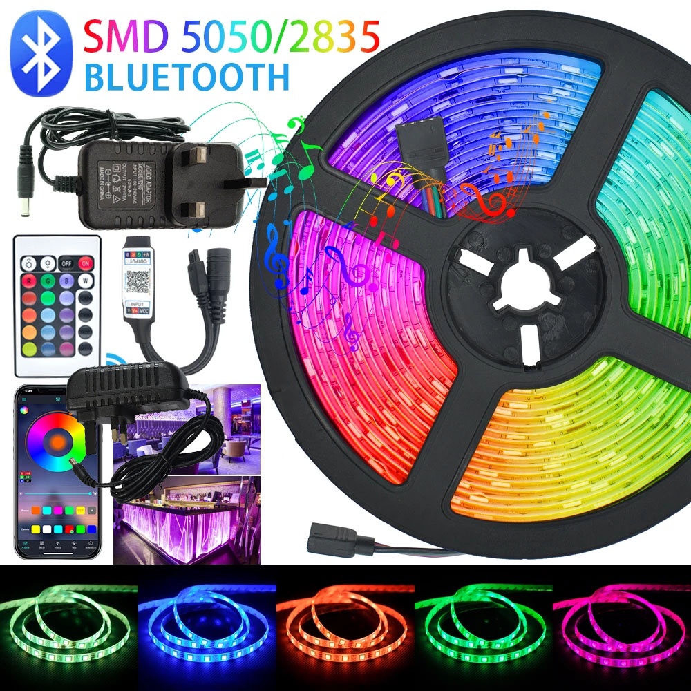 Dây Đèn Led RGB SMD 5050 2835 Linh Hoạt Chống Thấm Nước 5M 10M DC 12V + Bộ Chuyển Đổi Điều Khiển Từ Xa