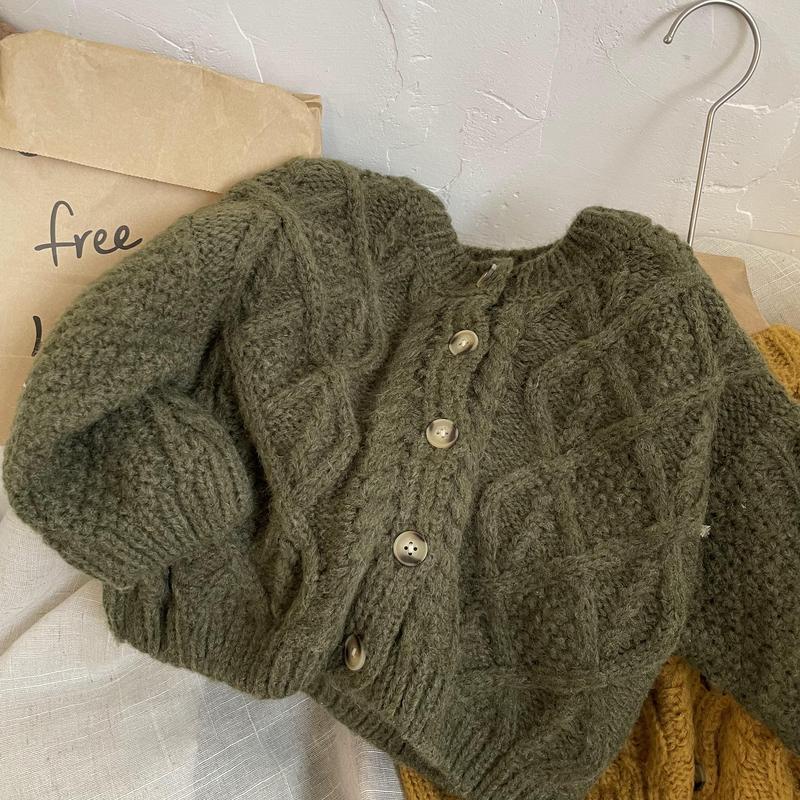 Áo Khoác Thời Trang Xuân Thu Cho Bé GáiÁo Khoác Cardigan Dệt Kim Dày Dặn Phong Cách Retro Hàn Quốc Cho Bé