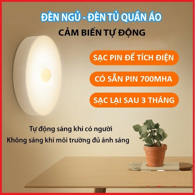 Đèn Led cảm biến chuyển động ban đêm cổng sạc USB dung lượng pin 700MHA