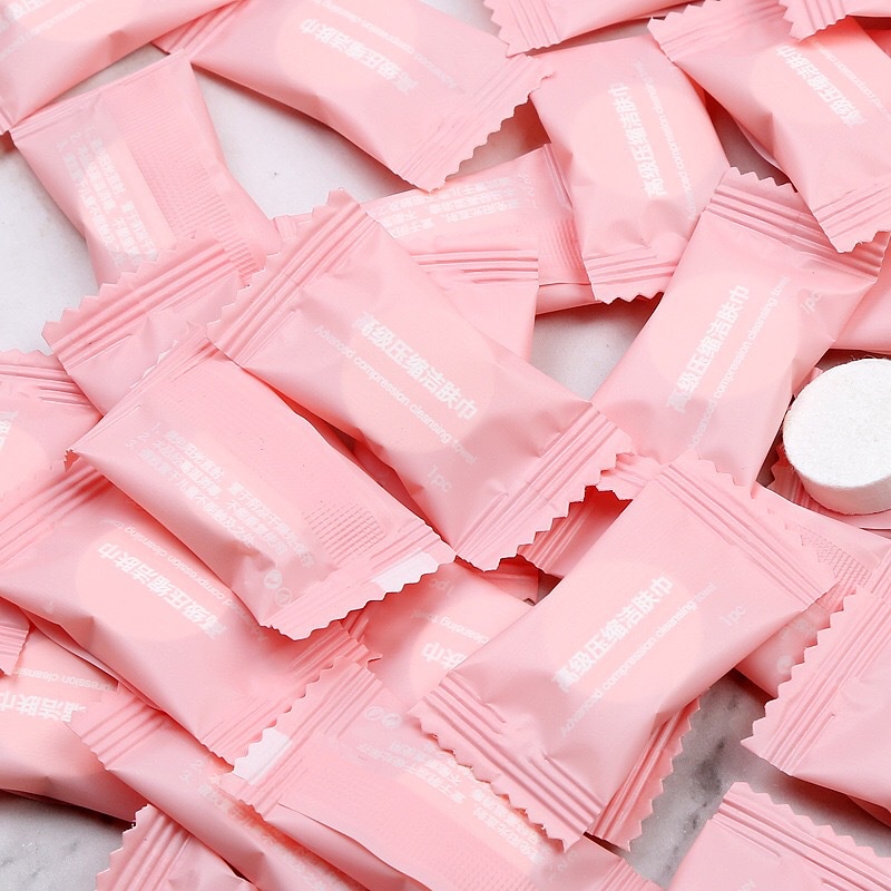 Set 100 Khăn Nén cotton Màu Kẹo Kích Thước Nhỏ Dùng Một Lần