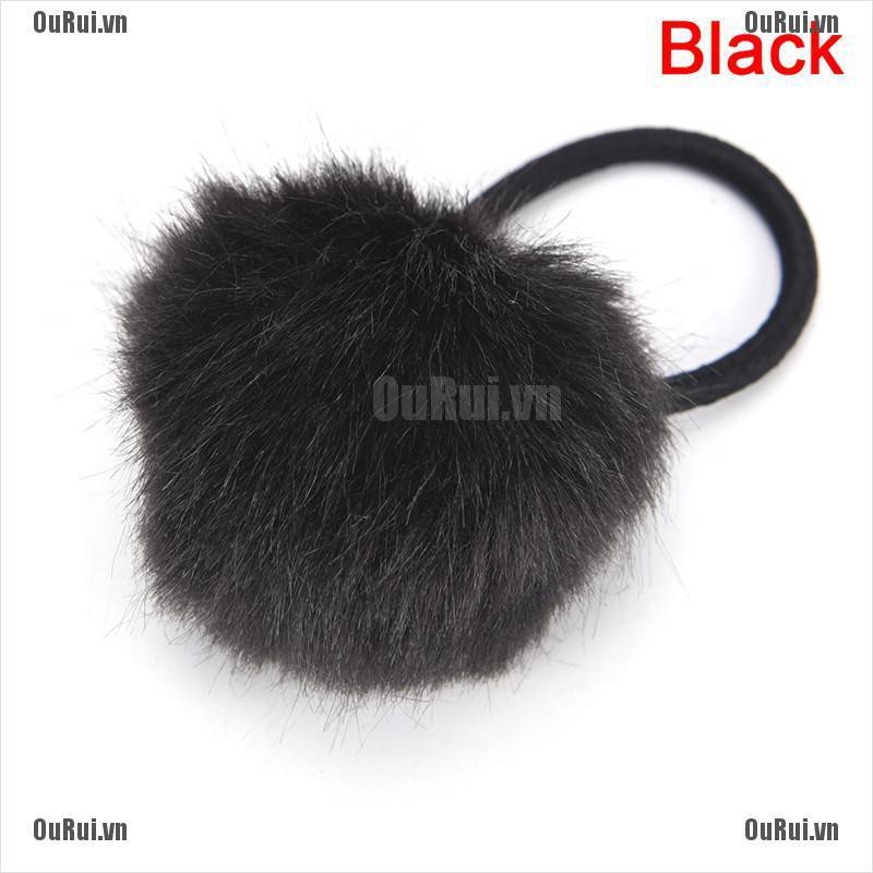 Dây Cột Tóc Đính Bóng Lông Dễ Thương Cho Nữ