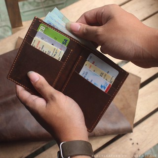 Ví ngắn DA BÒ sáp ngựa điên handmade