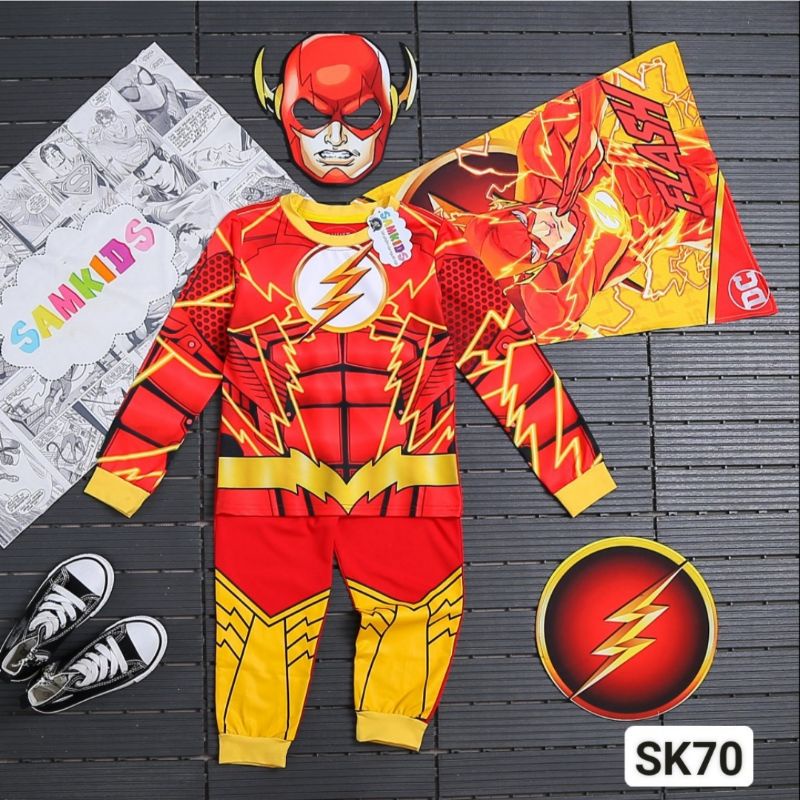 [FREE SHIP] Quần áo FLASH dài tay kèm choàng và mặt nạ- Hàng SAMKIDS VIỆT NAM