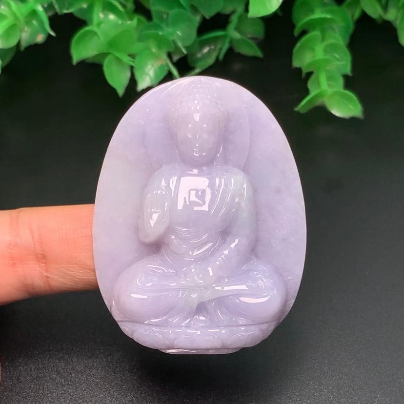 Mặt dây chuyền Phật A Di Đà tím đá cẩm thạch