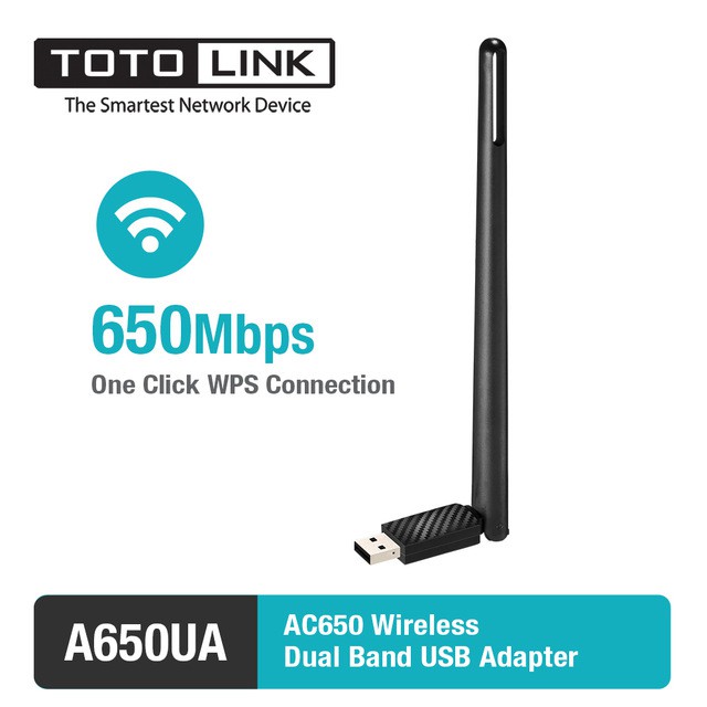 USB Wi-Fi Băng Tần Kép AC650 Totolink A650UA (Đen) - Hàng Chính Hãng