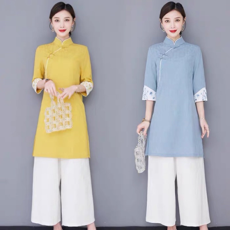 áo dài cách tân sườn xám kiểu cổ trang trung hoa trung quốc hán phục đi lễ chùa