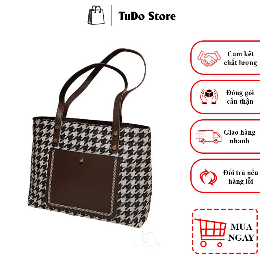 Túi xách nữ công sở đẹp tote da Pu họa tiết kẻ để vừa A4 kẹp nách đeo vai đi học đi chơi thời trang cao cấp giá rẻ T22