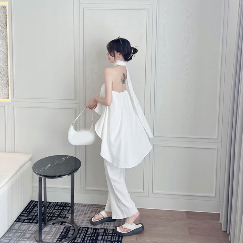 Jumpsuit Áo Quây Liền Quần Ống Rộng Kèm Khăn