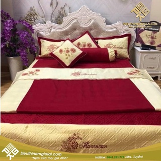 Trọn bộ chăn ga gối satin 5 món cao cấp dành cho mùa cưới