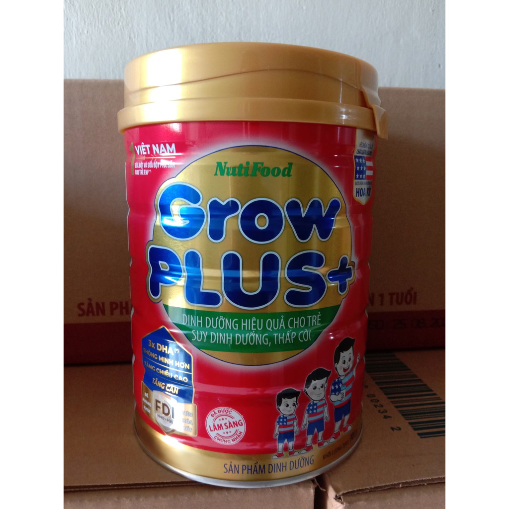 Sữa bột Grow Plus đỏ Nuti lon 900g bao bì mới gấp 3 DHA