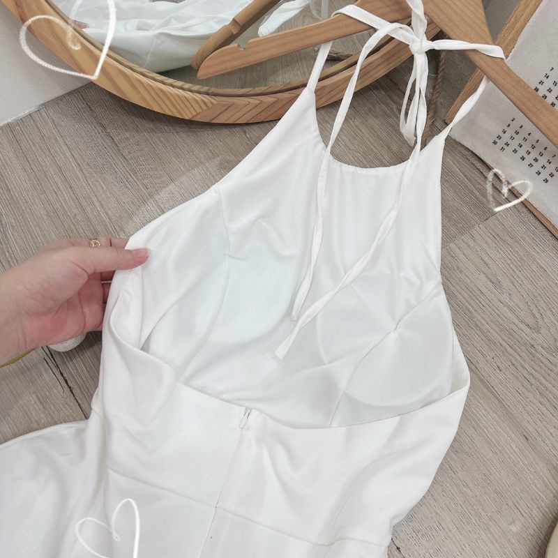Maxi yếm trắng nơ cổ
