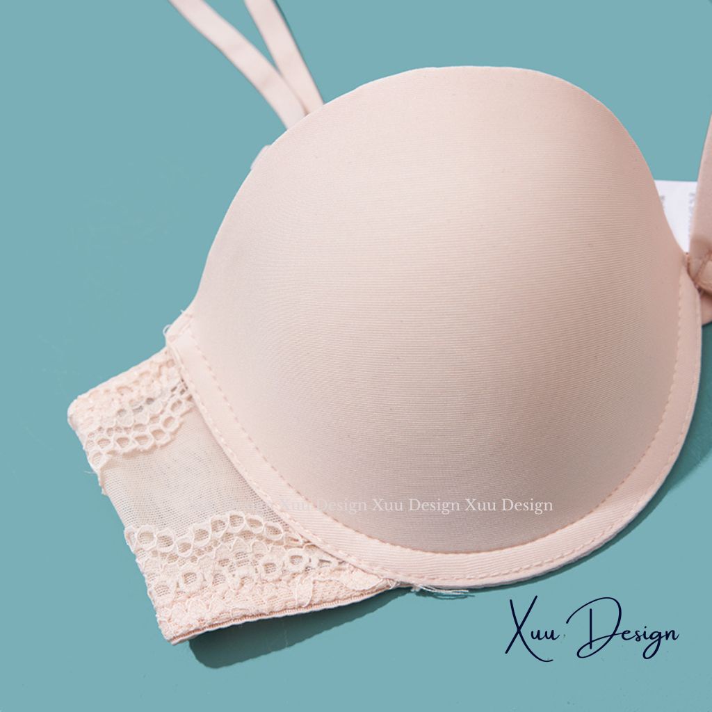 Áo lót cúp ngực đệm hình sao Wexuu Design vải su đúc phối ren có gọng chống tụt nâng ngực - AV53