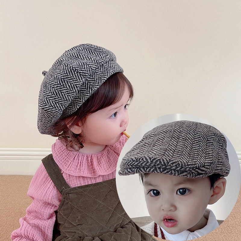 Mũ Beret Len Phong Cách Thời Trang Phương Tây Dành Cho Bé Gái 1-5 Tuổi F247