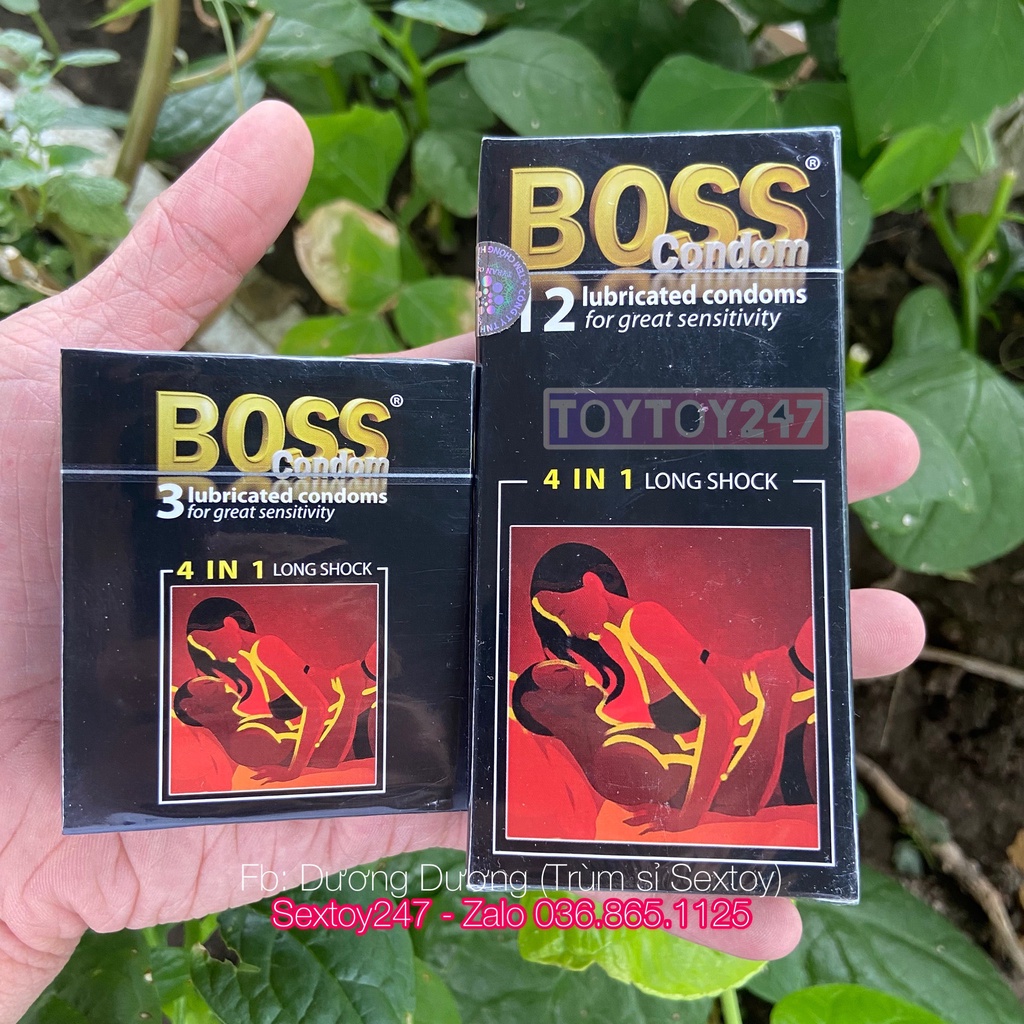 Bao Cao Su Boss 4IN1 Gân Gai Kéo Dài Thời Gian Một Lần Thắt Chống Tuột