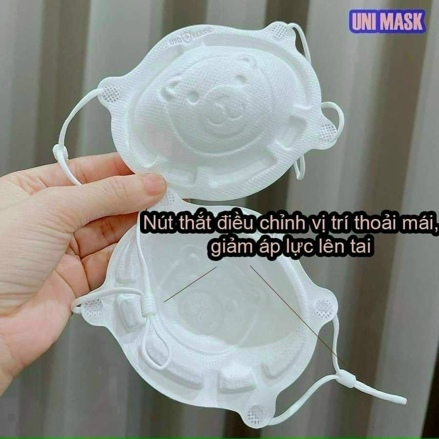 Set 3 Chiếc khẩu trang trẻ em hình Gấu 3D Uni Mask kháng khuẩn chống bụi mịn theo tiêu chuẩn nhật bản cao cấp 6-2 tuổi