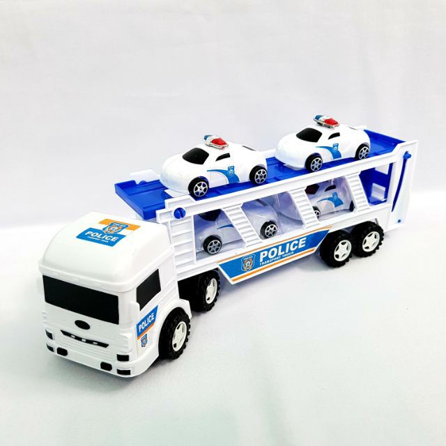 Đồ chơi xe tải đầu kéo 2 tầng chở 4 xe con